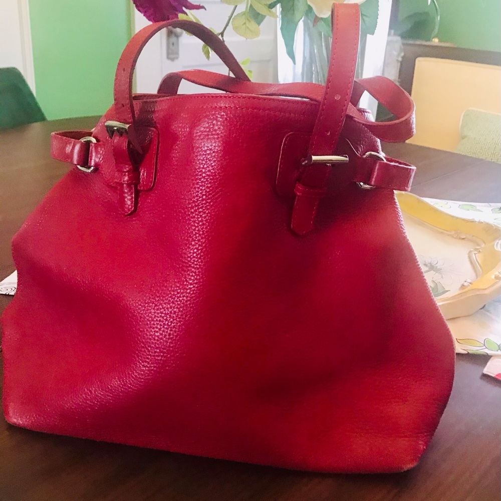 Prada Vitello Daino red leather tote bag